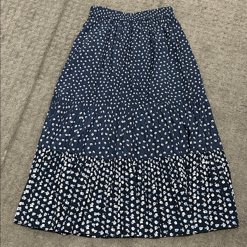 Paul & Joe Navy Floral Tiered Maxi Skirt